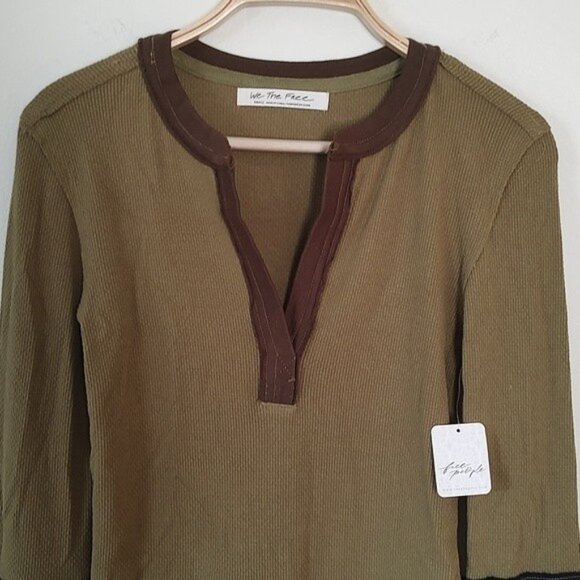 NWT Free People Mikah Layering Thermal Cuff / Army Combo Long Sleeve Top… - Picture 6 of 8